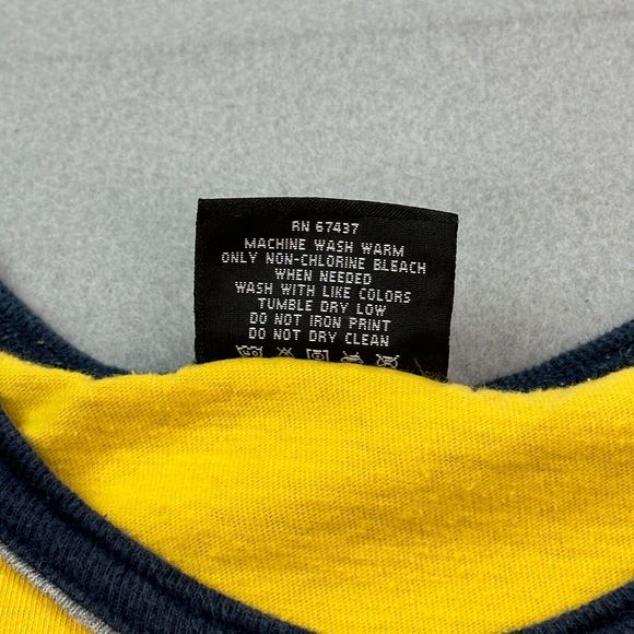 Vintage Polo Jeans Co Shirt Adult 2XL Yellow Blue Ringer Embroidered Logo 90s - Picture 3 of 11